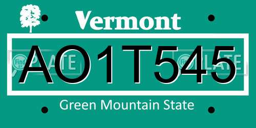 AO1T545 Vermont License Plate