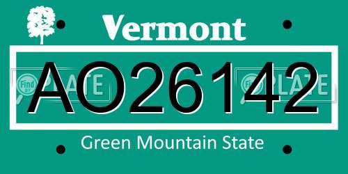 AO26142 Vermont License Plate