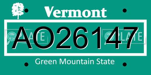 AO26147 Vermont License Plate