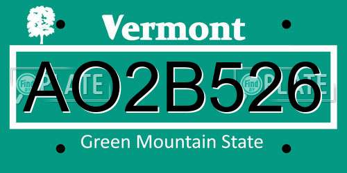 AO2B526 Vermont License Plate