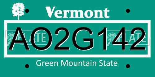 AO2G142 Vermont License Plate