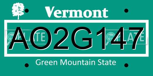 AO2G147 Vermont License Plate