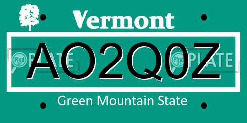 AO2Q0Z Vermont License Plate