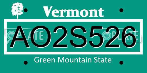 AO2S526 Vermont License Plate