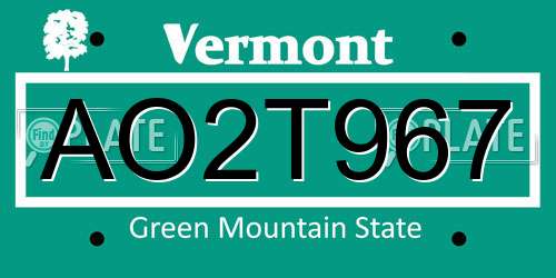 AO2T967 Vermont License Plate
