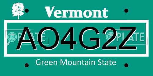 AO4G2Z Vermont License Plate