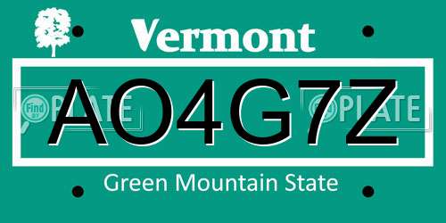 AO4G7Z Vermont License Plate