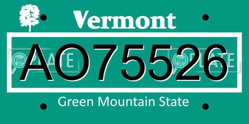 AO75526 Vermont License Plate