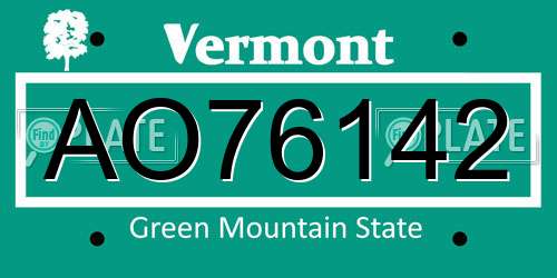 AO76142 Vermont License Plate