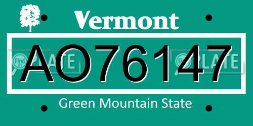 AO76147 Vermont License Plate