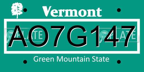 AO7G147 Vermont License Plate