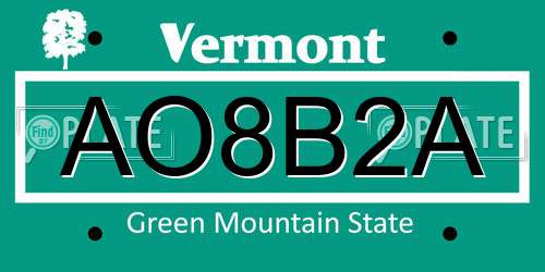 AO8B2A Vermont License Plate
