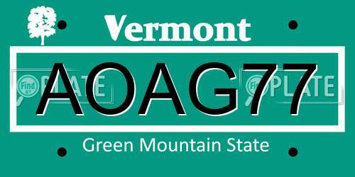 AOAG77 Vermont License Plate
