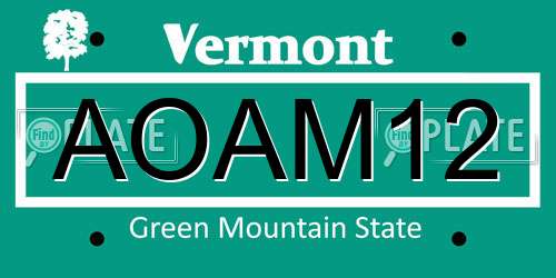 AOAM12 Vermont License Plate