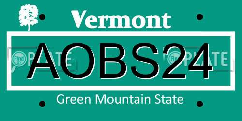 AOBS24 Vermont License Plate