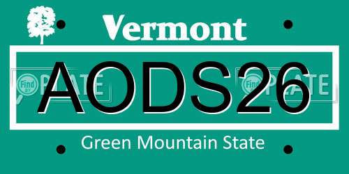 AODS26 Vermont License Plate