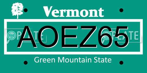 AOEZ65 Vermont License Plate