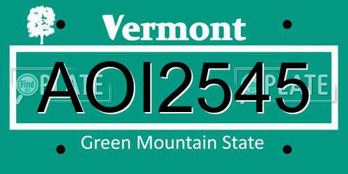 AOI2545 Vermont License Plate