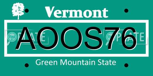AOOS76 Vermont License Plate