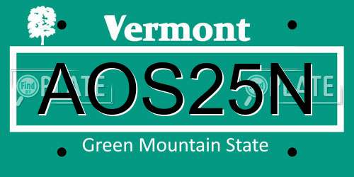 AOS25N Vermont License Plate