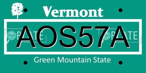 AOS57A Vermont License Plate