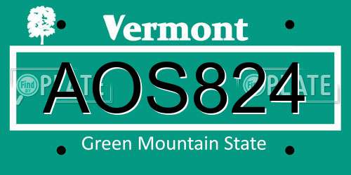 AOS824 Vermont License Plate