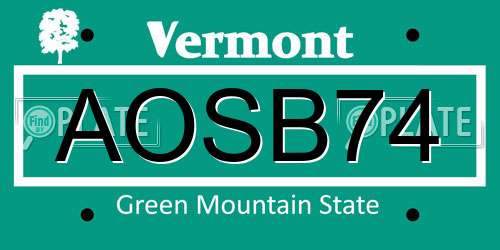 AOSB74 Vermont License Plate