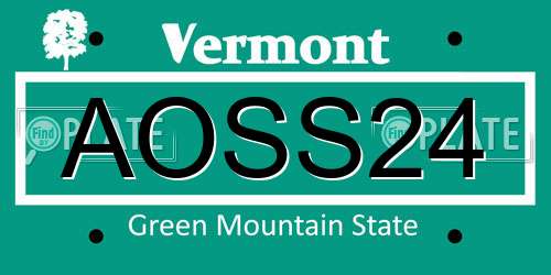 AOSS24 Vermont License Plate