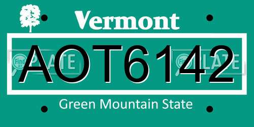 AOT6142 Vermont License Plate