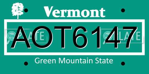 AOT6147 Vermont License Plate