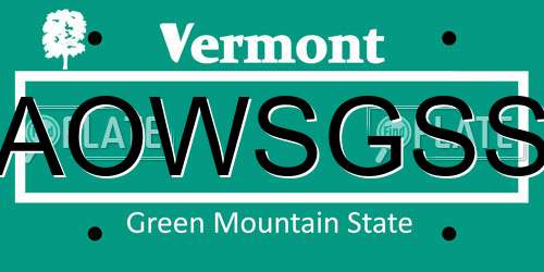 AOWSGSS Vermont License Plate