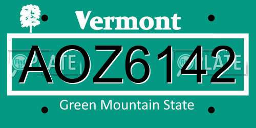 AOZ6142 Vermont License Plate