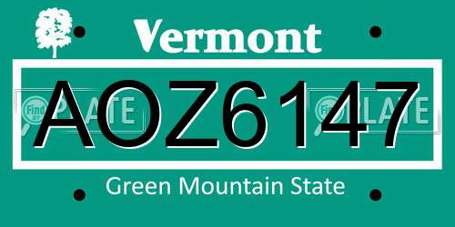 AOZ6147 Vermont License Plate