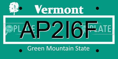 AP2I6F Vermont License Plate