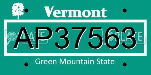 AP37563 Vermont License Plate