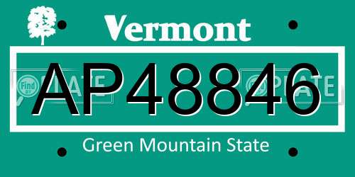 AP48846 Vermont License Plate
