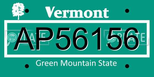 AP56156 Vermont License Plate
