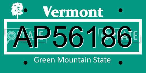 AP56186 Vermont License Plate