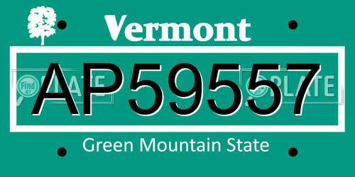 AP59557 Vermont License Plate