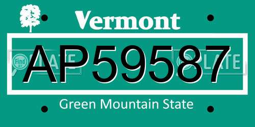 AP59587 Vermont License Plate