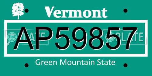 AP59857 Vermont License Plate