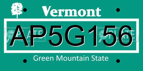 AP5G156 Vermont License Plate