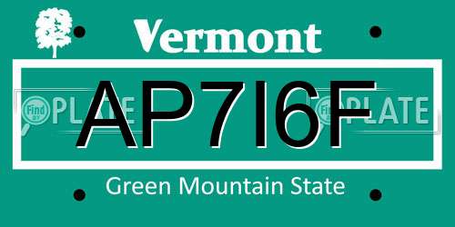 AP7I6F Vermont License Plate