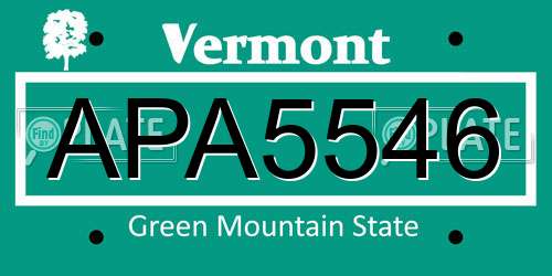 APA5546 Vermont License Plate