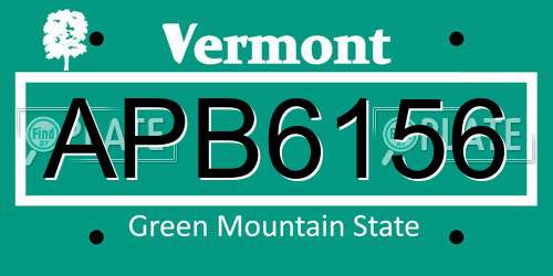 APB6156 Vermont License Plate