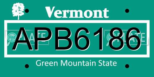 APB6186 Vermont License Plate
