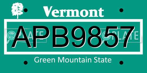 APB9857 Vermont License Plate