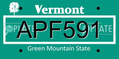 APF591 Vermont License Plate
