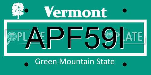 APF59I Vermont License Plate