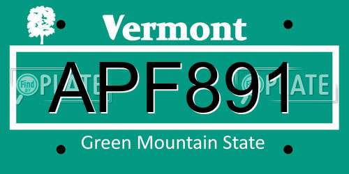APF891 Vermont License Plate